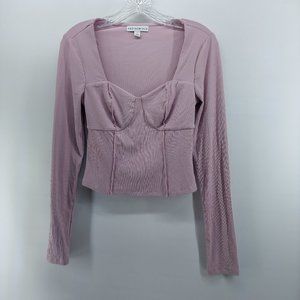 Crop  lavender ribbed long sleeve small